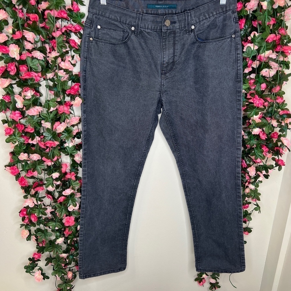 Perry Ellis Gray Wash Denim Jeans Mens 34x30 Casual Streetwear Outdoor W…